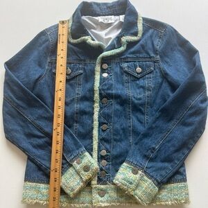 EUC Women's Cervelle Blue Denim Cotton & Boucle Trim Jean Jacket Sz Small🔥🔥 (C1)